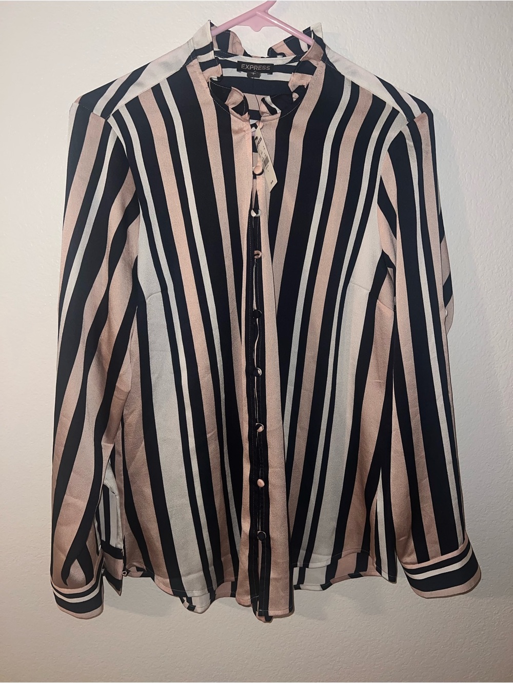 Express Striped Button-Down Blouse